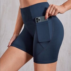 SHEIN Navy Biker Shorts with Pockets